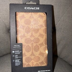 Coach Signature Tan Folio Case for iPhone 2024 Pro Max